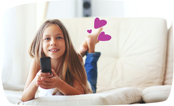 littel girl watching tv