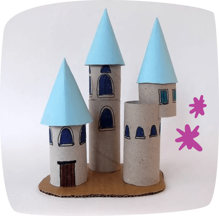 castle made with cardboardrolls
