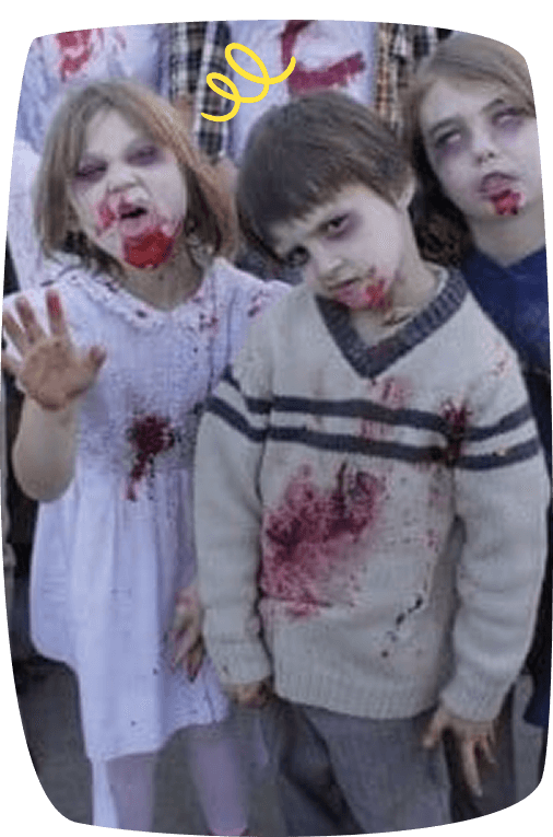 kids dressed up as zombie