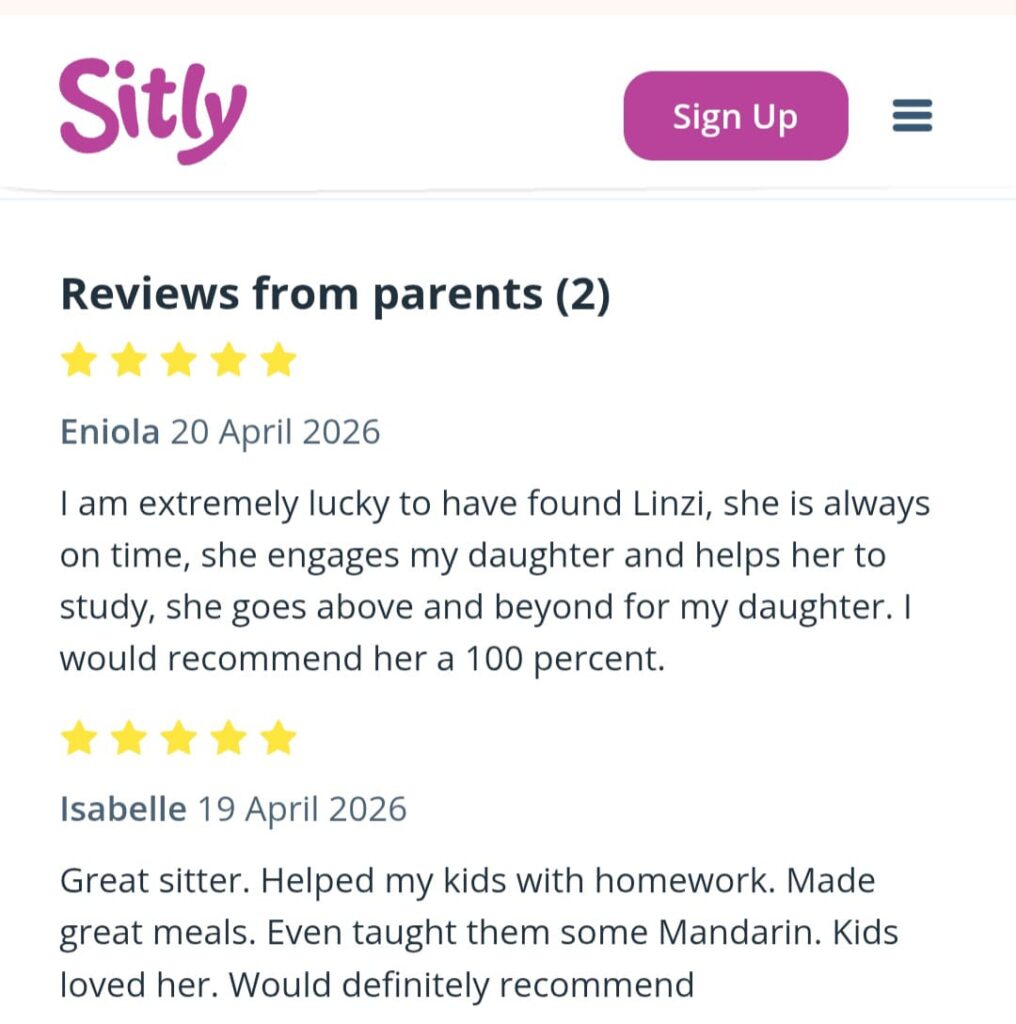 babysitter reviews from parents